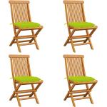 Jasnozielone Krzesła ogrodowe rozkładane gładkie - 4 sztuki tekowe marki vidaxl 