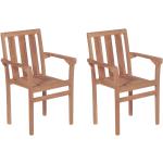 Brązowe Krzesła ogrodowe sztaplowane gładkie - 2 sztuki tekowe marki vidaxl 