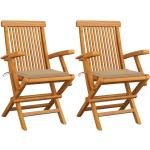 Beżowe Krzesła ogrodowe gładkie - 2 sztuki tekowe marki vidaxl 