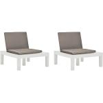 Białe Krzesła ogrodowe z poduszkami - 2 sztuki z tworzywa sztucznego marki vidaxl 