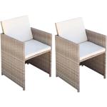 Beżowe Krzesła ogrodowe z poduszkami - 2 sztuki z polirattanu marki vidaxl 