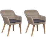 Brązowe Krzesła ogrodowe z poduszkami - 2 sztuki w nowoczesnym stylu z polirattanu marki vidaxl 