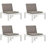 Białe Krzesła ogrodowe z poduszkami - 4 sztuki z tworzywa sztucznego marki vidaxl 