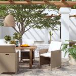 Beżowe Krzesła ogrodowe z poduszkami - 4 sztuki z polirattanu marki vidaxl 