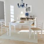 Białe Krzesła do jadalni gładkie - 2 sztuki w stylu rustykalnym drewniane marki vidaxl 