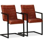 Brązowe Krzesła do jadalni - 2 sztuki w nowoczesnym stylu ze skóry marki vidaxl 
