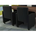 Czarne Krzesła do jadalni na kółkach - 2 sztuki w nowoczesnym stylu ze skóry syntetycznej marki vidaxl 