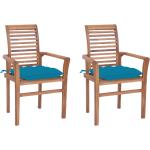 Błękitne Krzesła ogrodowe sztaplowane gładkie - 2 sztuki tekowe marki vidaxl 
