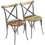 Wielokolorowe Krzesła do jadalni - 2 sztuki w stylu retro z litego drewna marki vidaxl 