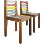 Wielokolorowe Krzesła do jadalni - 2 sztuki z litego drewna marki vidaxl 