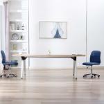 Niebieskie Krzesła do jadalni na kółkach - 2 sztuki w nowoczesnym stylu z tkaniny marki vidaxl 