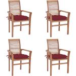 Czerwone Krzesła ogrodowe sztaplowane gładkie - 4 sztuki tekowe marki vidaxl 
