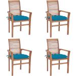 Błękitne Krzesła ogrodowe sztaplowane gładkie - 4 sztuki tekowe marki vidaxl 