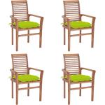 Jasnozielone Krzesła ogrodowe sztaplowane gładkie - 4 sztuki tekowe marki vidaxl 