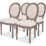 Kremowe Krzesła do jadalni tapicerowane - 4 sztuki drewniane marki vidaxl 
