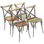 Wielokolorowe Krzesła do jadalni - 4 sztuki w stylu retro z litego drewna marki vidaxl 