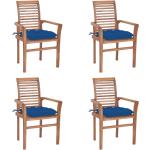 Niebieskie Krzesła ogrodowe sztaplowane gładkie - 4 sztuki tekowe marki vidaxl 