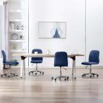 Niebieskie Krzesła do jadalni na kółkach - 4 sztuki w nowoczesnym stylu z tkaniny marki vidaxl 