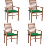 Zielone Krzesła ogrodowe sztaplowane gładkie - 4 sztuki tekowe marki vidaxl 