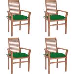Zielone Krzesła ogrodowe sztaplowane gładkie - 4 sztuki tekowe marki vidaxl 