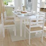 Białe Krzesła do jadalni gładkie - 6 sztuk w stylu rustykalnym z litego drewna marki vidaxl 