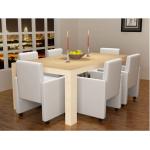 Białe Krzesła do jadalni na kółkach - 6 sztuk w nowoczesnym stylu ze skóry syntetycznej marki vidaxl 