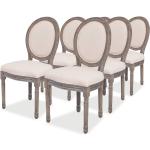 Kremowe Krzesła do jadalni tapicerowane - 6 sztuk drewniane marki vidaxl 