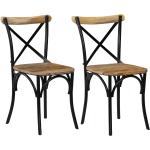 Czarne Krzesła do jadalni - 2 sztuki w stylu retro z litego drewna marki vidaxl 