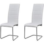 Białe Krzesła do jadalni gładkie - 2 sztuki w nowoczesnym stylu ze skóry syntetycznej marki vidaxl 