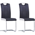 Czarne Krzesła do jadalni tapicerowane - 2 sztuki w nowoczesnym stylu ze skóry syntetycznej marki vidaxl 