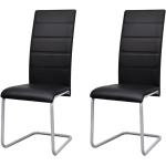 Czarne Krzesła do jadalni tapicerowane gładkie - 2 sztuki w nowoczesnym stylu ze skóry syntetycznej marki vidaxl 