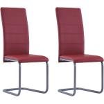 Czerwone Krzesła do jadalni tapicerowane gładkie - 2 sztuki w nowoczesnym stylu ze skóry syntetycznej marki vidaxl 