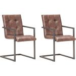 Brązowe Krzesła do jadalni - 2 sztuki w stylu retro ze skóry marki vidaxl 