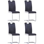 Czarne Krzesła do jadalni tapicerowane - 4 sztuki w nowoczesnym stylu ze skóry syntetycznej marki vidaxl 