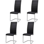 Czarne Krzesła do jadalni tapicerowane gładkie - 4 sztuki w nowoczesnym stylu ze skóry syntetycznej marki vidaxl 