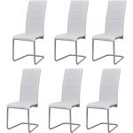 Białe Krzesła do jadalni tapicerowane gładkie - 6 sztuk w nowoczesnym stylu ze skóry syntetycznej marki vidaxl 