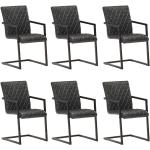 Czarne Krzesła do jadalni - 6 sztuk w stylu retro ze skóry marki vidaxl 