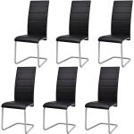 Czarne Krzesła do jadalni tapicerowane gładkie - 6 sztuk w nowoczesnym stylu ze skóry syntetycznej marki vidaxl 