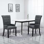 Ciemnoszare Krzesła z podłokietnikami tapicerowane - 2 sztuki marki vidaxl 
