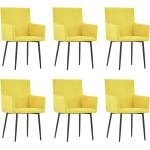 Żółte Krzesła z podłokietnikami tapicerowane - 6 sztuk w nowoczesnym stylu marki vidaxl 