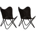 Czarne Krzesła stylowe - 2 sztuki w stylu retro ze skóry marki vidaxl 