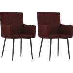 Czerwone Krzesła z podłokietnikami tapicerowane - 2 sztuki w nowoczesnym stylu marki vidaxl 