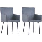 Szare Krzesła z podłokietnikami tapicerowane - 2 sztuki w nowoczesnym stylu z zamszu marki vidaxl 