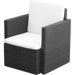 Czarne Krzesła ogrodowe z poduszkami w nowoczesnym stylu z polirattanu marki vidaxl 