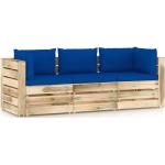 Niebieskie Zestawy mebli 3-osobowe z poduszkami marki vidaxl 
