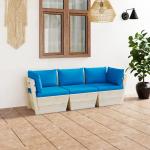 Niebieskie Zestawy mebli ogrodowych 3-osobowe z poduszkami z poliestru marki vidaxl 