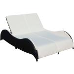 Czarne Leżaki ogrodowe 2-osobowe z poduszkami z polirattanu marki vidaxl 