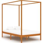 vidaXL Rama łóżka z baldachimem, miodowy brąz, lita sosna, 140x200 cm