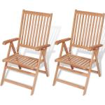 Brązowe Krzesła ogrodowe rozkładane gładkie - 2 sztuki tekowe marki vidaxl 