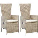 Beżowe Krzesła ogrodowe rozkładane - 2 sztuki w nowoczesnym stylu z polirattanu marki vidaxl 